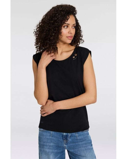 Ragwear Black Kurzarmshirt GREETA großer Rückenausschnitt mit Band zum Zusammenhalten