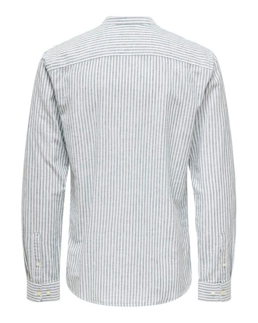 Only & Sons Langarmhemd Leichtes Leinen Hemd Langarm Slim Fit 7562 in Grün in White für Herren