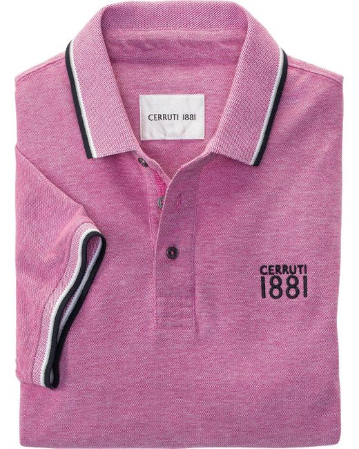 Cerruti 1881 Poloshirt aus hochwertigem Baumwoll-Piqué in Melé-Optik in Purple für Herren