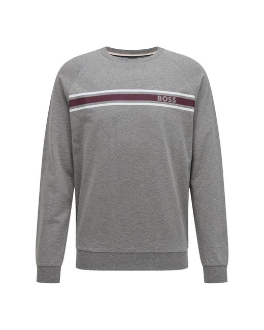 Boss Sweatshirt Authentic mit zweifarbigem Streifen und Logo-Print in Gray für Herren