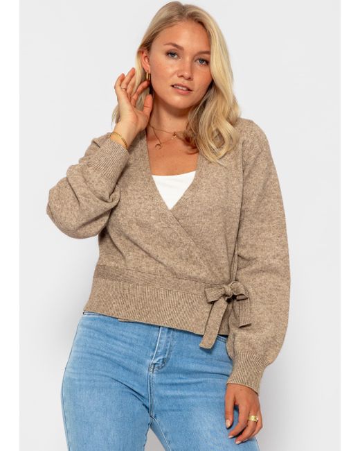 SassyClassy Natural Cardigan Oversize Wickelcardigan Elegant Feinstrick Lässige Strickjacke zum Wickeln