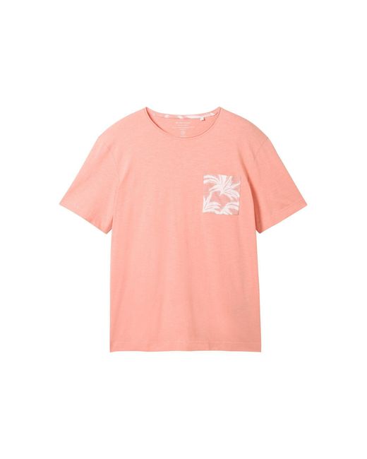Tom Tailor Strukturiertes T-Shirt mit Bio-Baumwolle in Pink für Herren