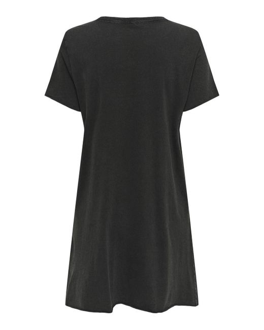ONLY Black Shirtkleid Maxi Print Kurzarm Sommer Dress (knielang) 7579 in Schwarz