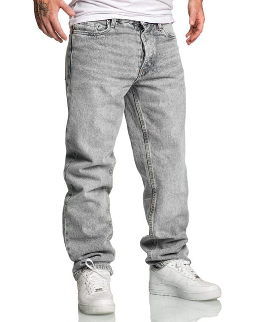 Amaci&Sons Weite BOX HILL 90s Denim Jeans Hose Straight Baggy in Gray für Herren