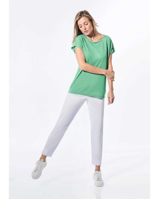 Goldner Green T- Kurzgröße: Shirt in Leinenoptik