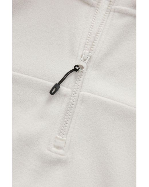 Next White Fleecepullover mit kurzem Reißverschluss (1-tlg)