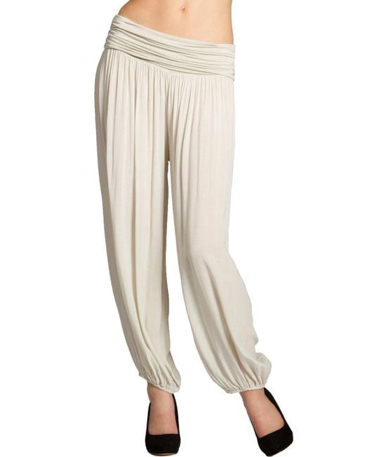 Caspar Natural Stoffhose KHS035 leichte Sommer Haremshose mit hohem Stretch Bund