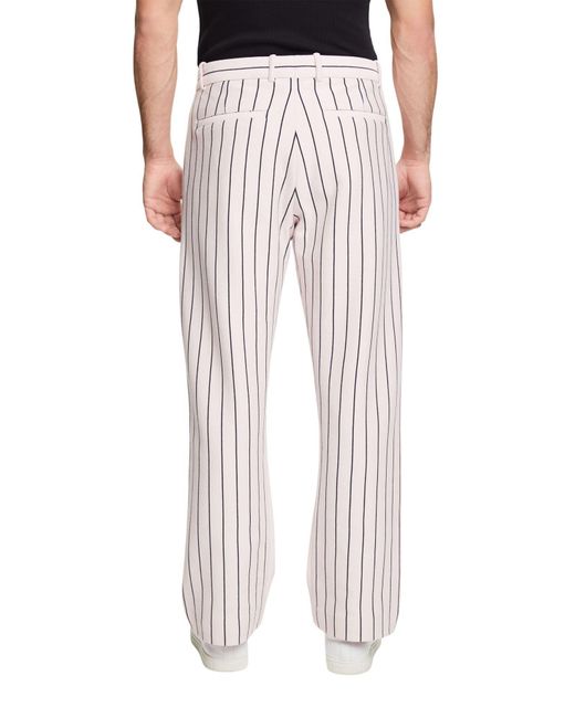 Esprit Nadelstreifen-Anzughose aus Baumwoll-Piqué in White für Herren