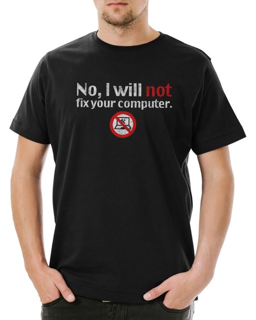 Urban Backwoods Print-Shirt No I Will Not Fix Your Computer T-Shirt Programmierer IT (1-tlg) in Black für Herren