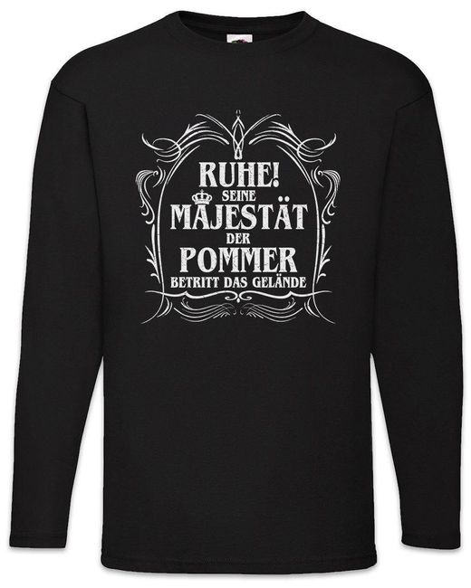 Urban Backwoods Langarmshirt Seine Majestät Der Pommer Langarm T-Shirt Mecklenburg Stettin DDR Fun in Black für Herren