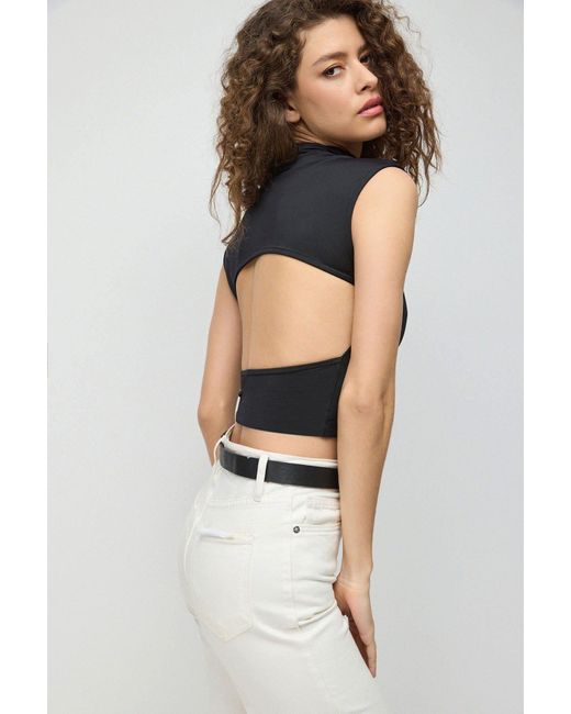 No Matter What Black Blusentop Kurze Crop-Bluse
