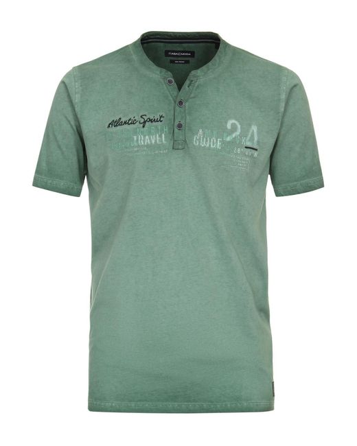 CASA MODA T-Shirt Henley in Green für Herren