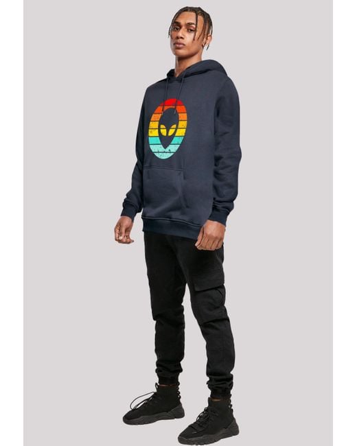 F4NT4STIC Kapuzenpullover Alien Retro Sonnenuntergang Premium Qualität in Blue für Herren