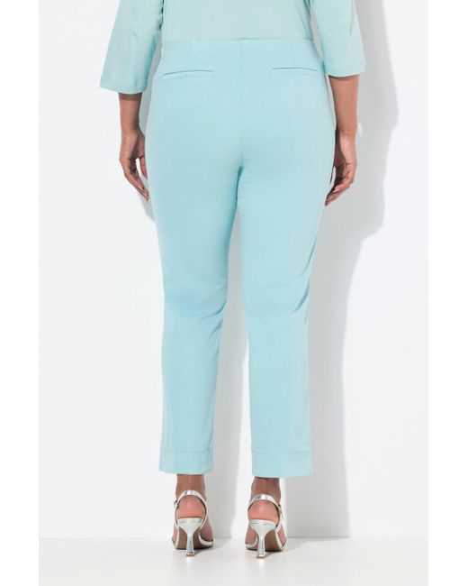 Ulla Popken Blue Funktionshose Hose schmales Bein Elastikbund Biesen Schlitze