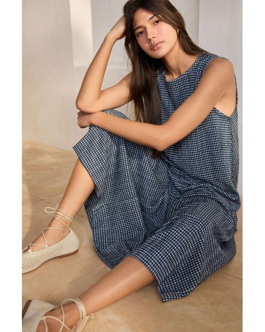 Next Gray Jerseykleid Ärmelloses Struktur-Maxikleid mit tiefer Taille (1-tlg)