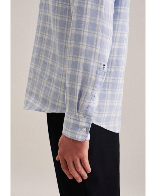 Seidensticker Businesshemd Schwarze Rose Regular Langarm Button-Down-Kragen Karo in Gray für Herren