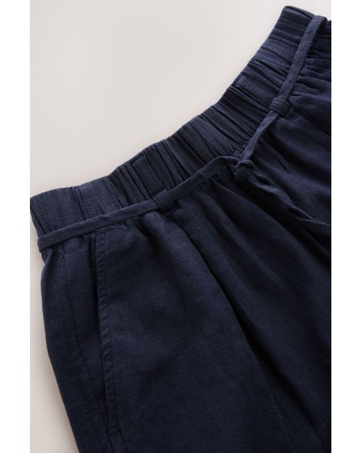 Next Blue Leinenhose Hose mit Barrel-Bein und Bindegürtel aus Leinenmix (1-tlg)