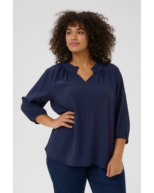 Kaffe Blue Langarmbluse Langarm-Bluse KClean Große Größen