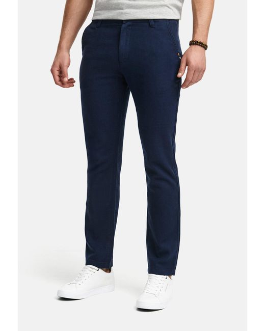 INDICODE Leinenhose INGuy moderne Stretchhose mit schmalen Schnitt in Blue für Herren