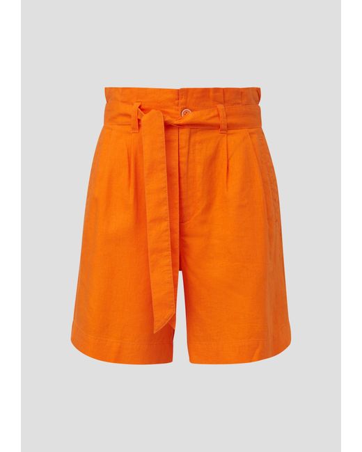 S.oliver Orange Shorts aus Leinenmix mit Gummizug