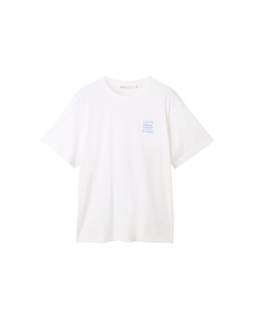 Tom Tailor White Boyfriend T-Shirt mit Print