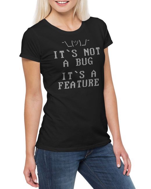 Urban Backwoods Black Print- It's Not A Bug T-Shirt Informatiker Computer Mathe Mathematik