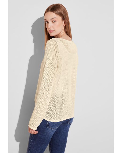 Street One Natural Strickpullover structured mesh sweater