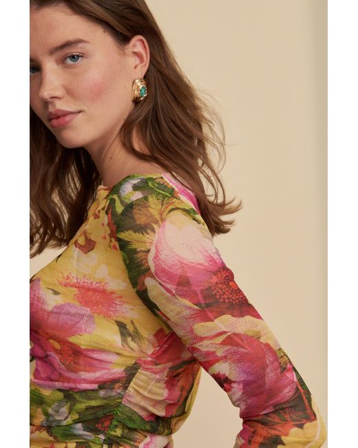 Next Multicolor Langarmshirt Langärmeliges Top mit Raffung (1-tlg)