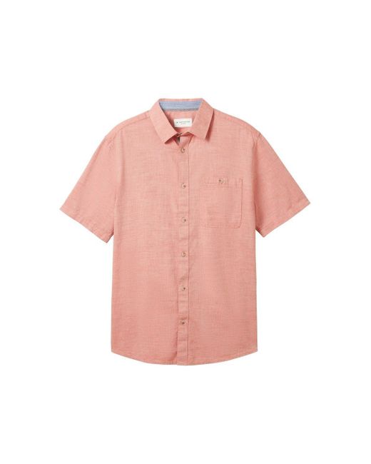Tom Tailor T- structured slubyarn shirt, orange herringbone structure in Pink für Herren