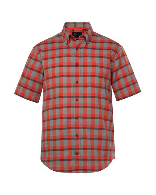 JP1880 Kurzarmhemd JP 1880 Karohemd Halbarm Buttondown-Kragen in Red für Herren