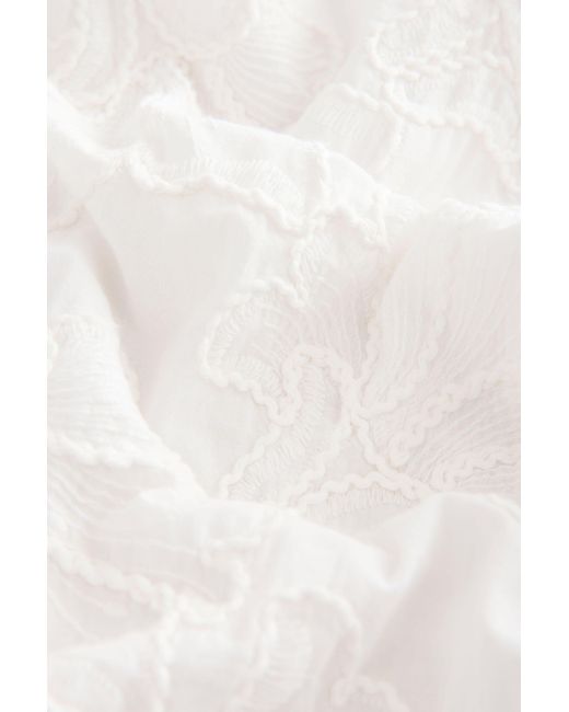 Next White Langarmhemd Langarm-Bluse mit Stickerei (1-tlg)