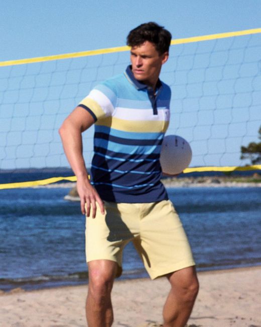 Hajo Poloshirt Funktionspolo in garngefärbten Ringeldessin in Blue für Herren