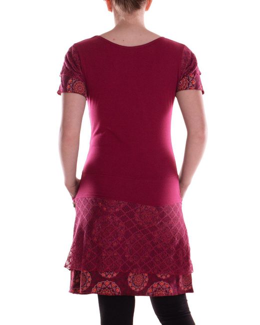 Vishes Red Sommerkleid Kleid Baumwolle Blumen-Muster A-Linie mit Taschen Alternative Bekleidung
