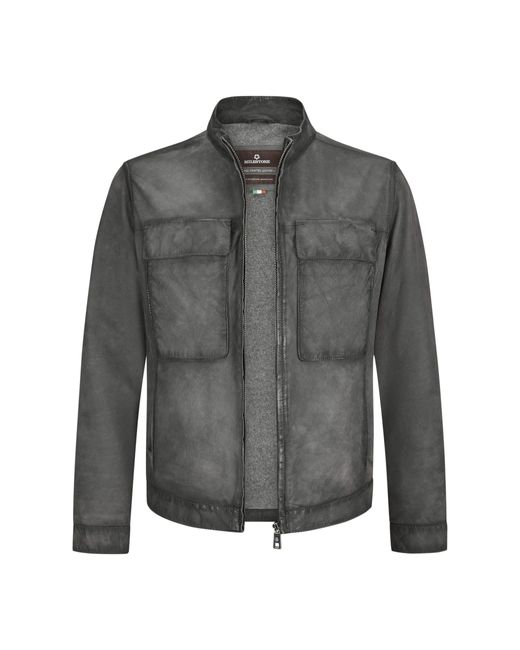 Milestone Lederjacke MSTizian mit Ziernähten in Gray für Herren