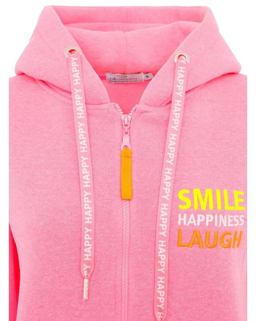Zwillingsherz Pink Jerseymantel "Smile Happiness Laugh" mit positiver Botschaft