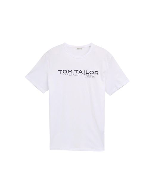 Tom Tailor Rundhalsshirt mit Logoprint in White für Herren