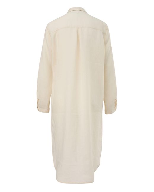 Comma, White Langarmbluse Kleid aus Ramien