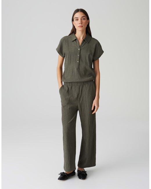 Opus Green Jumpsuit MELTI POLO Relaxed in dynamischer Crash Optik Webware