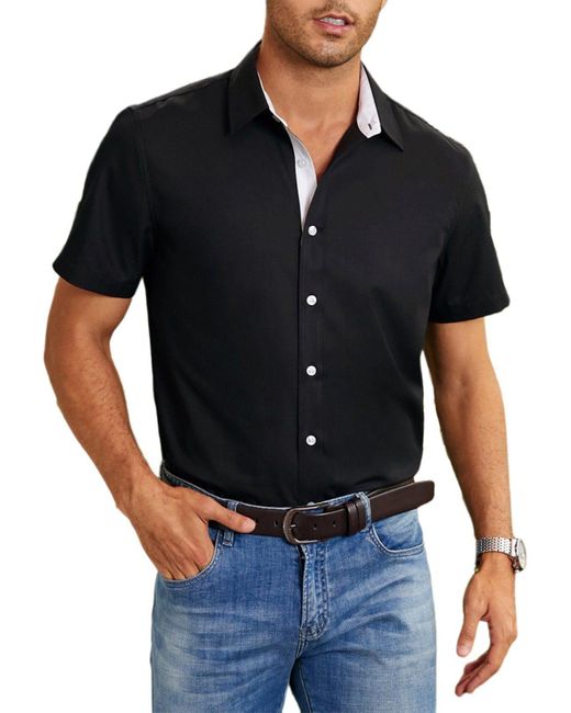 JMIERR Businesshemd Hemd Freizeithemd Business Formales Sommerhemd in Black für Herren