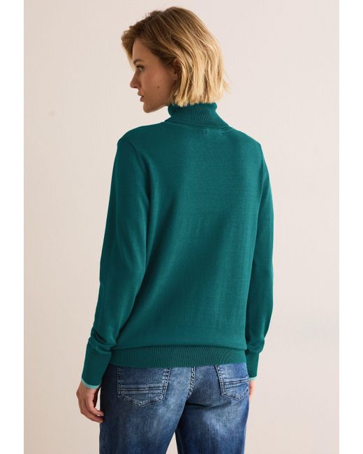 Cecil Green Rollkragenpullover mit Kontrast-Streifen