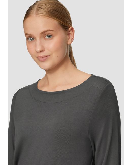 S.oliver White Langarmshirt mit U-Boot-Ausschnitt im O-Shape