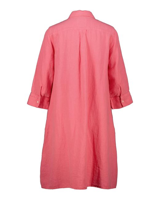 Marc O' Polo Pink Blusenkleid Hemdblusenkleid Relaxed Fit aus Leinen (1-tlg)