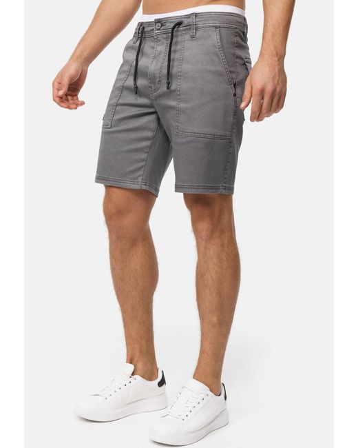 INDICODE Chinoshorts INDiago mit aufgesetzten Taschen & Kordeln in Gray für Herren
