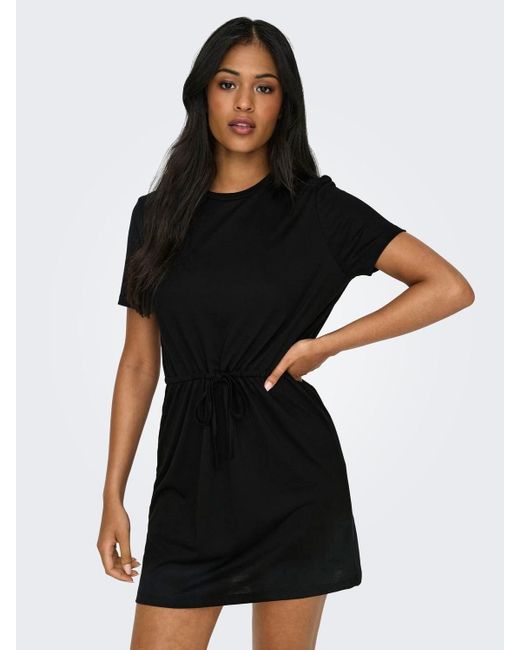 Jacqueline De Yong Black Shirtkleid Leichtes Stoff Sommer Kleid mit Bindeband (mini) 7602 in Schwarz