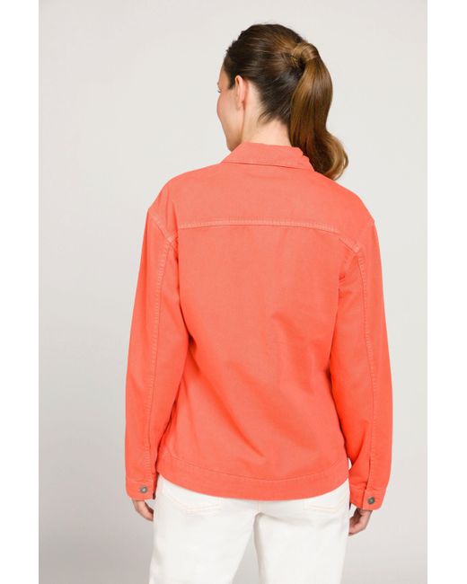 Gina Laura Jeansjacke Trendfarbe Hemdkragen Metallknöpfe in Orange | Lyst DE