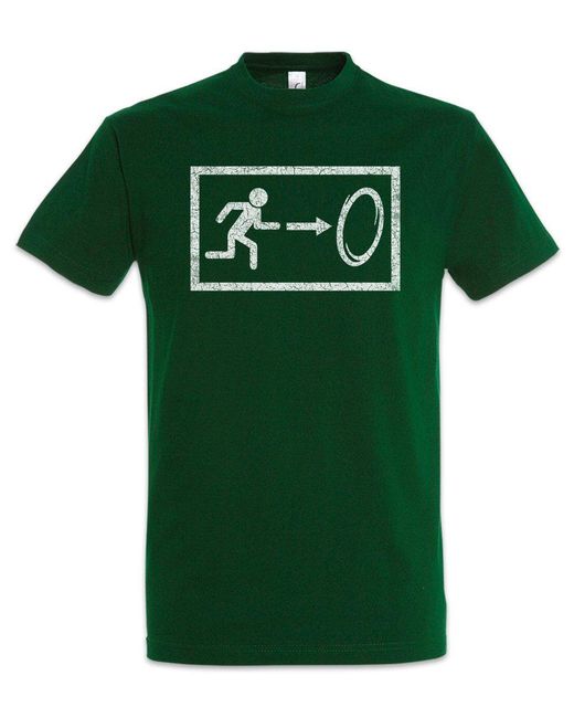 Urban Backwoods Print- Geek T-Shirt ün Größe M (1-tlg) Emergency Exit Notausgang Fan in Green für Herren