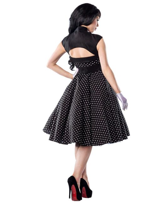 atixo Blue A-Linien- 50er Jahre Pin Up Rockabilly Kleid Retro Tanzkleid Retrokleid dots