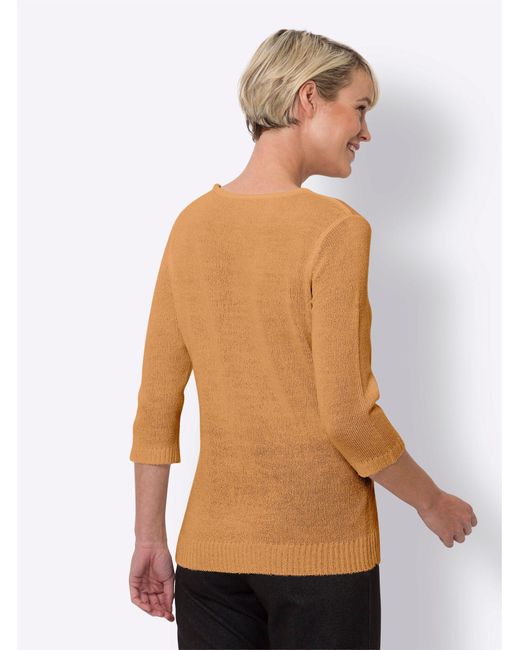 Sieh an! Orange Strickpullover Rundhalspullover