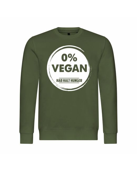 deinshirt Rundhalspullover Pullover Null Prozent VEGAN Mit Print Motiv, Grafik in Green für Herren