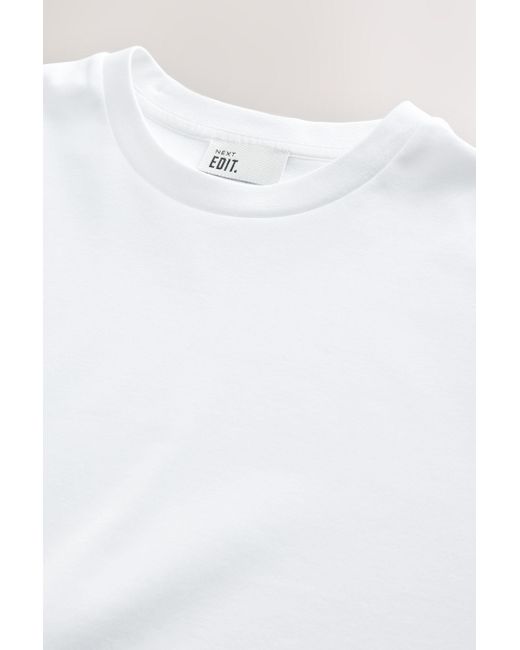Next Edit Verkürztes Poly T-Shirt (1-tlg) in White für Herren